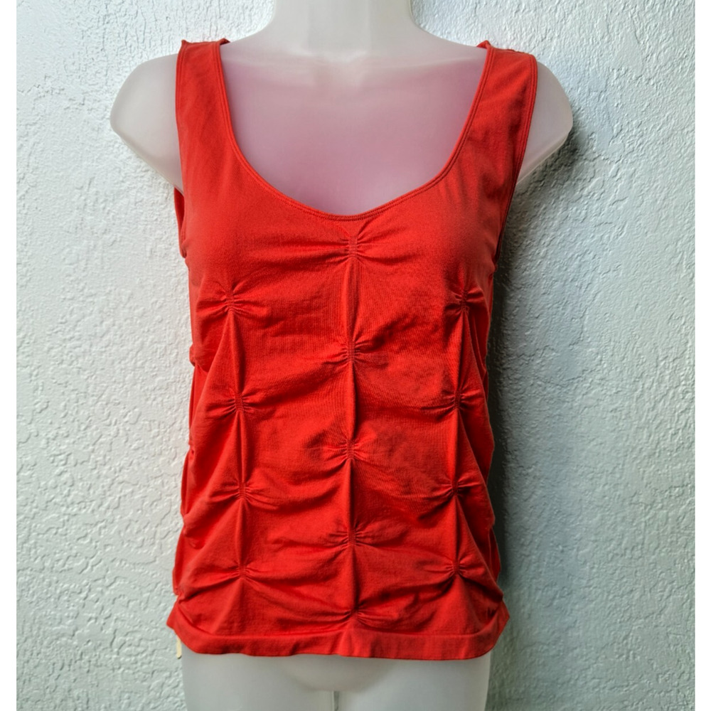 Tank Top Womens Y2K Ruched M/L Red P.‎ Luca Milano Sleeveless V Neck Cruise